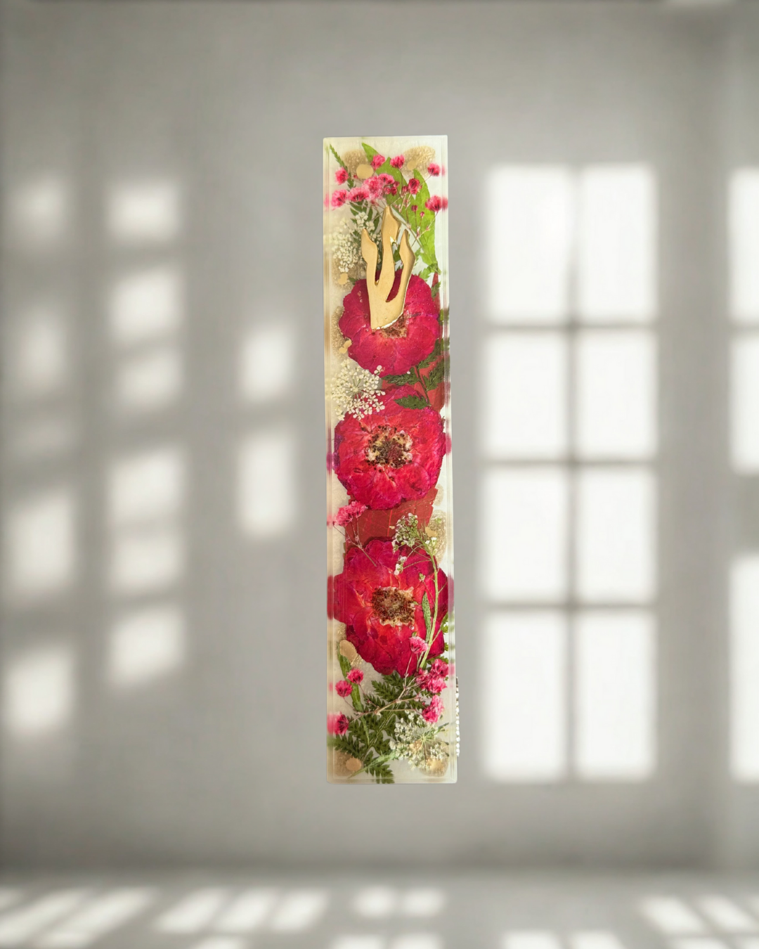 floral mezuzah - red flowers