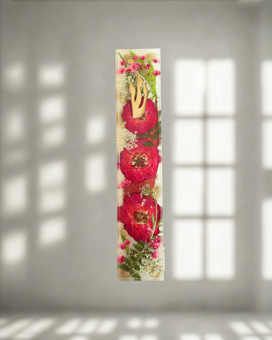 floral mezuzah - red flowers