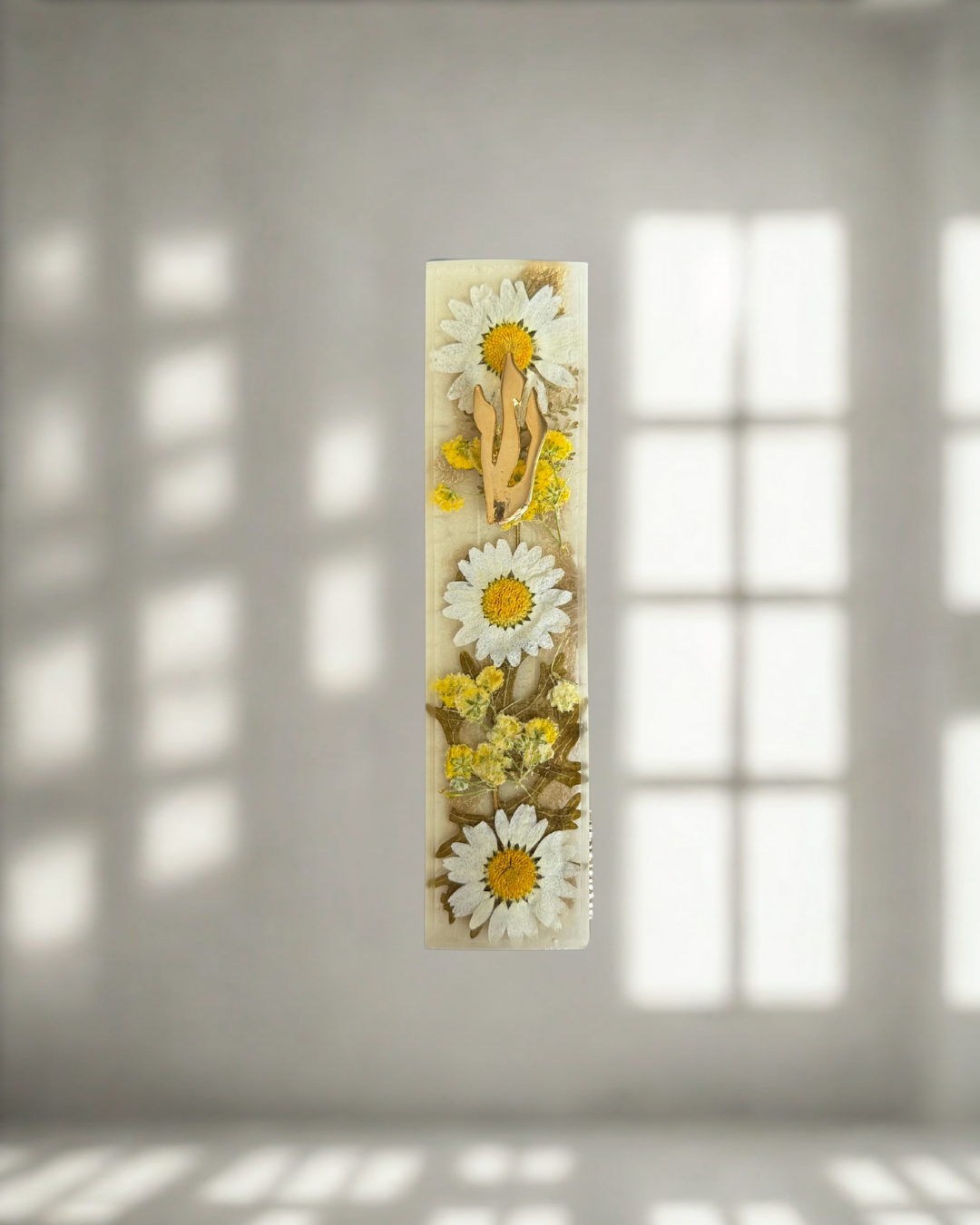 floral mezuzah- yellow flowers